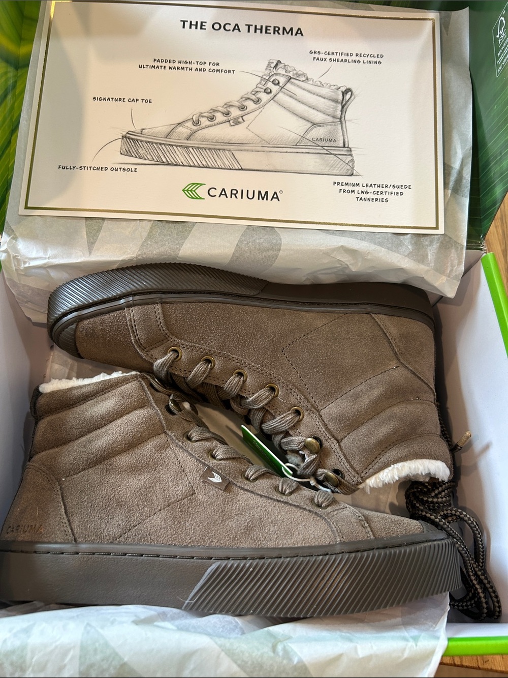 Cariuma OCA Therma High Hooks Teak Suede Boots